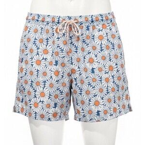 NWT Goodfellow & Co Men's 5" Daisy Swim Trunks - Blue/Orange - Size Medium
